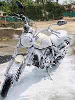 Washing the cracked motorcycle windshield